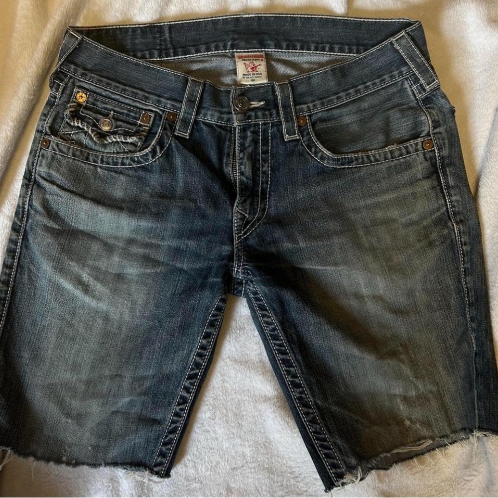 True Religion Dark Wash Denim Shorts